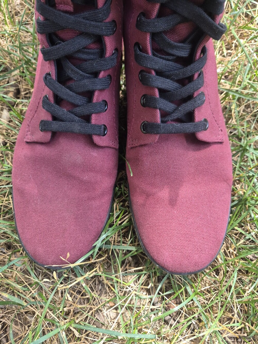 Dr. Martens Battersea 14 Eye Cherry Red Canvas Mid Calf Boot, Size 9 - Picture 6 of 8